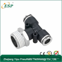 pneumatic fittings male branch tee with brass sleeve